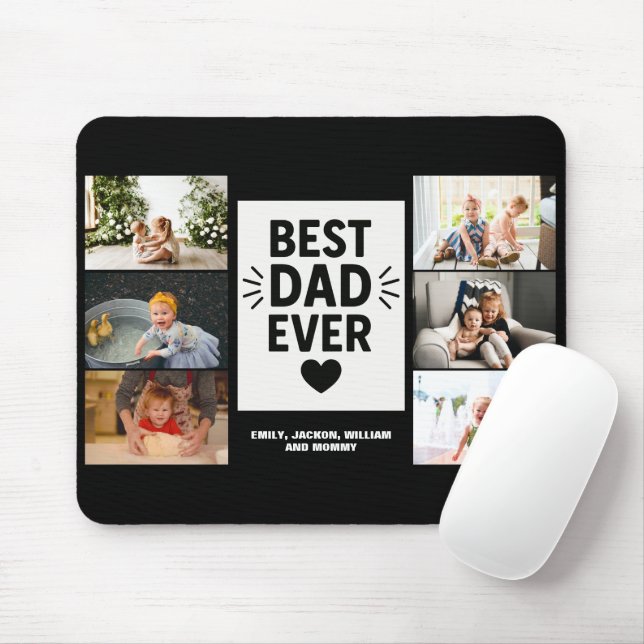 Best Dad Ever Custom 6 Photo Collage  Mouse Pad (With Mouse)