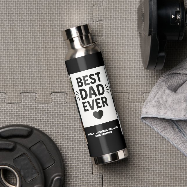 Best Dad Ever Custom 6 Photo Collage  Water Bottle (Gym)