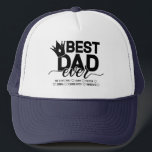 Best Dad Ever | Custom Children's Names Trucker Hat<br><div class="desc">This 'Best Dad Ever' hat is amazing! The custom name option is so thoughtful and personalised. I love that it's a fun and playful way to show off my dad's awesome title. I can already imagine all the fun times we'll have wearing it together!"</div>