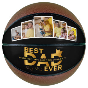 Best Dad Ever Custom Family 5 Photo With Names Basketball