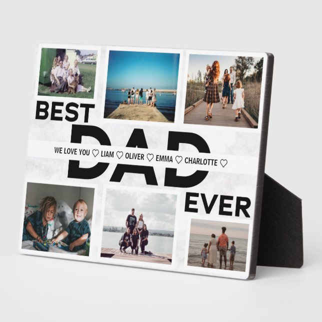 Best Dad Ever Custom Family 6 Photo Collage Plaque (Side)