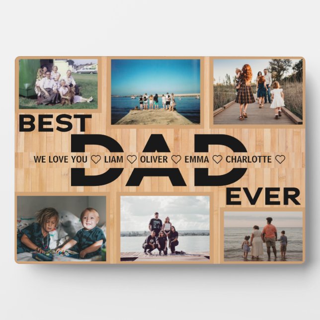 Best Dad Ever Custom Family Photo Collage Plaque (Front)