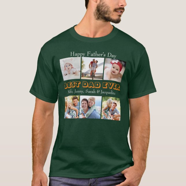 Best Dad Ever Custom Father's Day Photo College T-Shirt (Front)