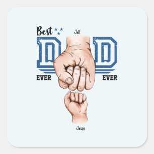 Best Dad Ever Custom Fist Bump - One Kid Square Sticker