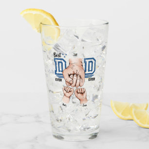 Best Dad Ever Custom Fist Bump - Two Kids Glass