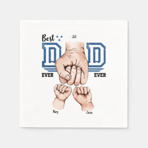 Best Dad Ever Custom Fist Bump - Two Kids Napkin