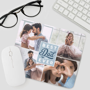 Best Dad Ever Custom Four Photo Family Collage Mouse Pad