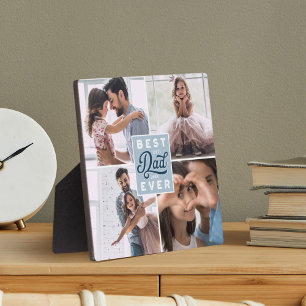Best Dad Ever Custom Four Photo Family Collage Plaque