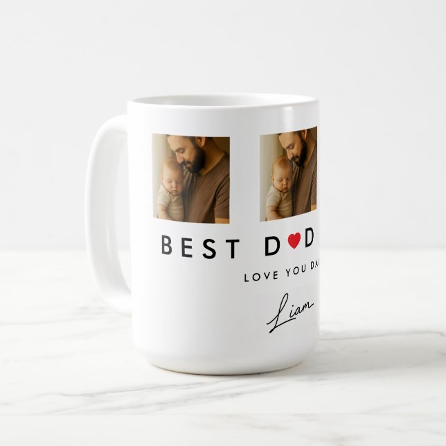 Best Dad Ever Custom Kid Signature Coffee Mug (Front Left)