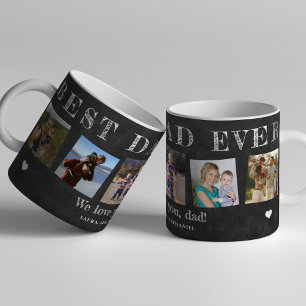 Best dad ever custom multi photo collage father coffee mug