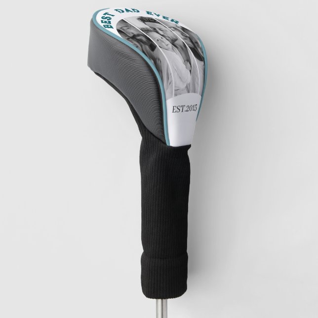 Best Dad Ever Custom Multi Photo Collage Golf Head Cover (Angled)
