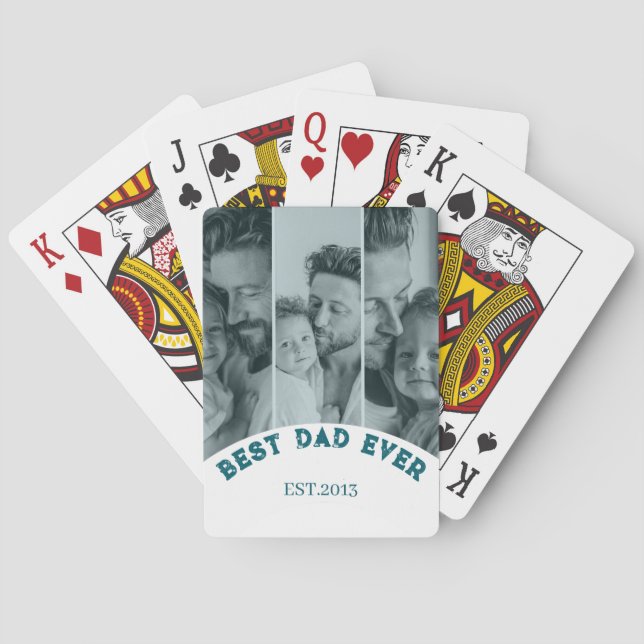 Best Dad Ever Custom Multi Photo Collage Playing Cards (Back)