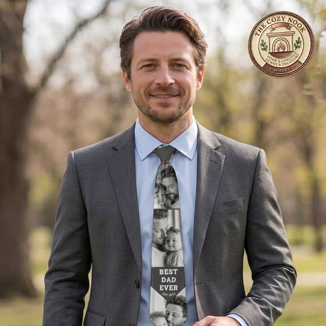 Best Dad Ever Custom Multi Photo Collage Tie (Creator Uploaded)