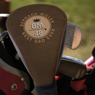 BEST DAD EVER custom name age brown Golf Head Cover
