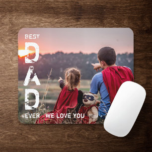 Best Dad Ever Custom Name Photo Cool Father's Day Mouse Pad