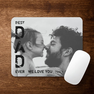 Best Dad Ever Custom Name Photo Cool Father's Day Mouse Pad