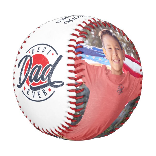 Best Dad Ever Custom Photo Baseball (Angled)
