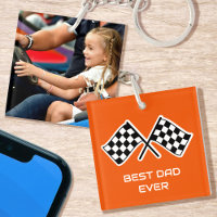 Best Dad Ever Custom Photo Car Flags Orange