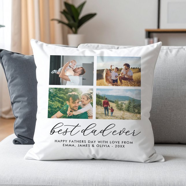 Best Dad Ever Custom Photo Collage Cushion (Creator Uploaded)