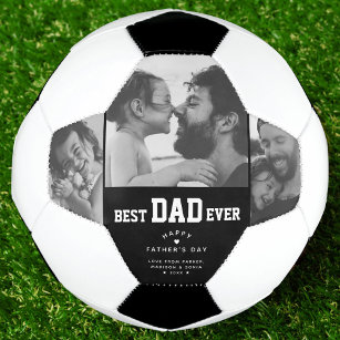 Best Dad Ever Custom Photo Collage Fathers Day Soccer Ball