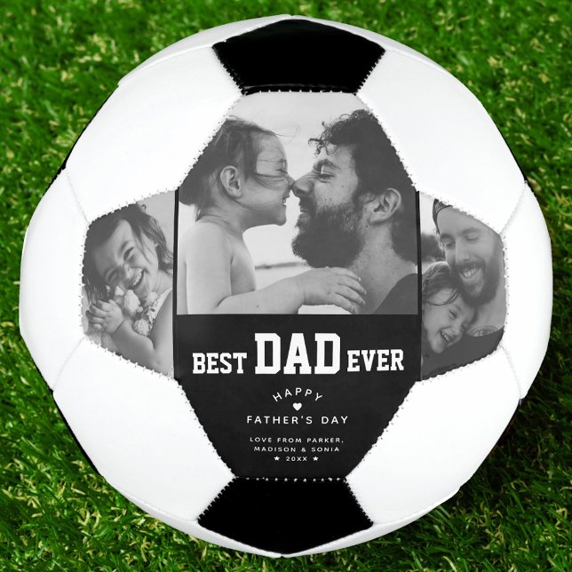 Best Dad Ever Custom Photo Collage Fathers Day Soccer Ball (Creator Uploaded)