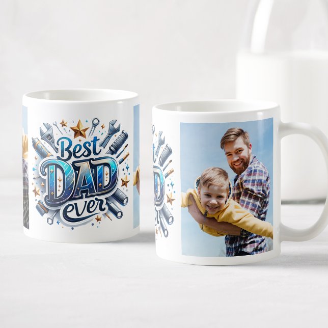 Best Dad Ever Custom Photo Collage Handyman Coffee Mug (Creator Uploaded)