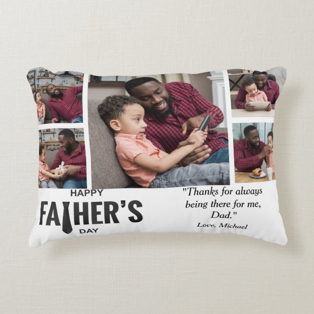 Best Dad Ever Custom Photo Decorative Cushion (Front)