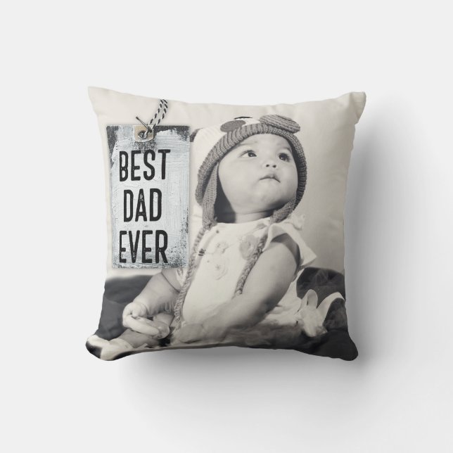 Best Dad Ever Custom Photo Father's Day Cushion (Front)