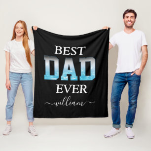 Best Dad Ever Custom Photo Father's Day Fleece Blanket