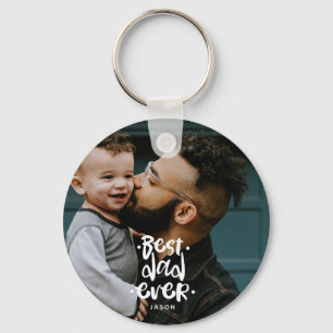 Best Dad Ever Custom Photo Father's Day Gift Name Key Ring