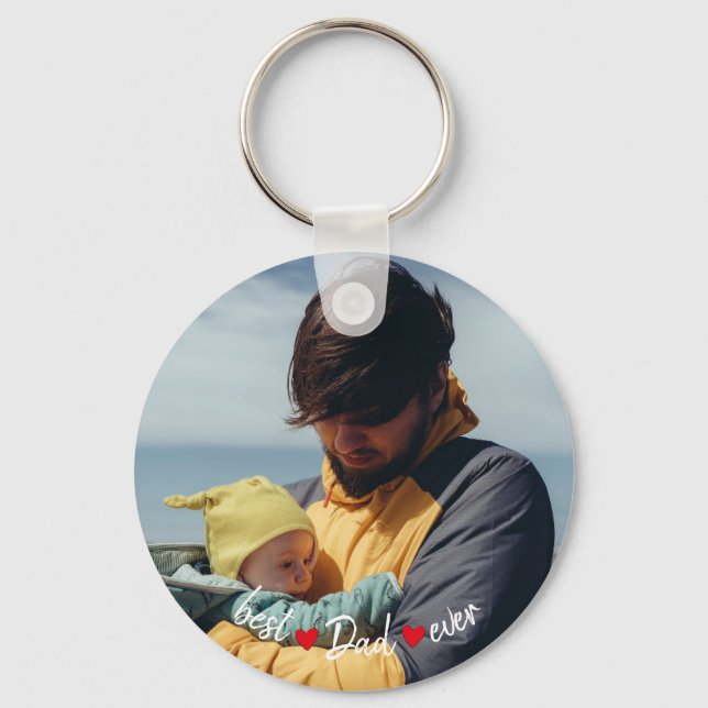 Best Dad Ever Custom Photo Key Ring (Front)