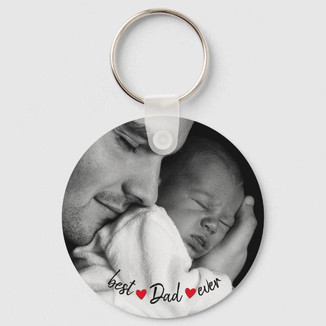 Best Dad Ever Custom Photo Key Ring (Front)