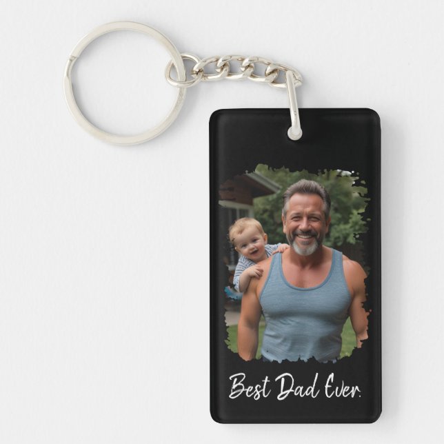Best Dad Ever Custom Photo Keychain (Front)