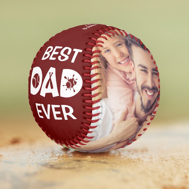Best Dad Ever Custom Photo Personalised Name  Soft Softball (Creator Uploaded)