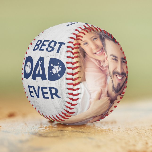 Best Dad Ever Custom Photo Personalised Name Softball (Creator Uploaded)