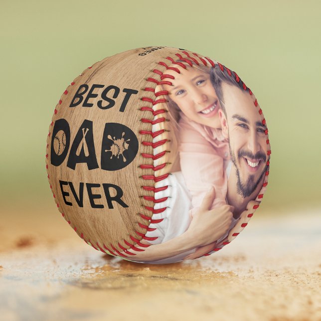 Best Dad Ever Custom Photo Personalised Name Softball (Creator Uploaded)