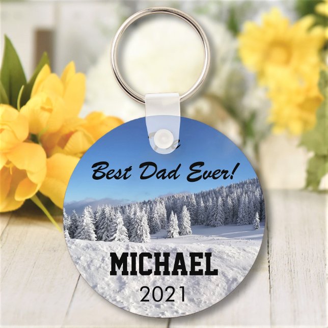 Best Dad Ever Custom Photo Personalised Text Gift Key Ring (Creator Uploaded)