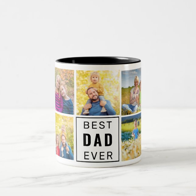 Best DAD Ever Custom Photo Personalised Two-Tone Coffee Mug (Center)