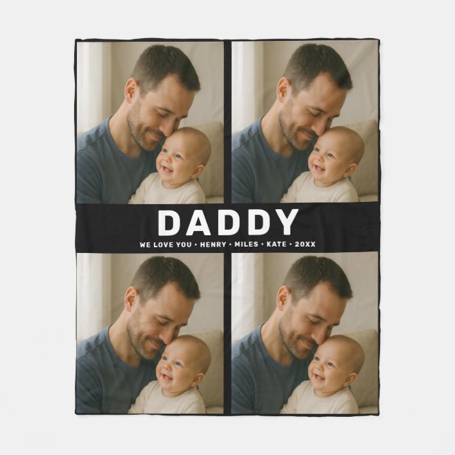 Best Dad Ever Custom Photo | Personalized Father’s Fleece Blanket (Front)