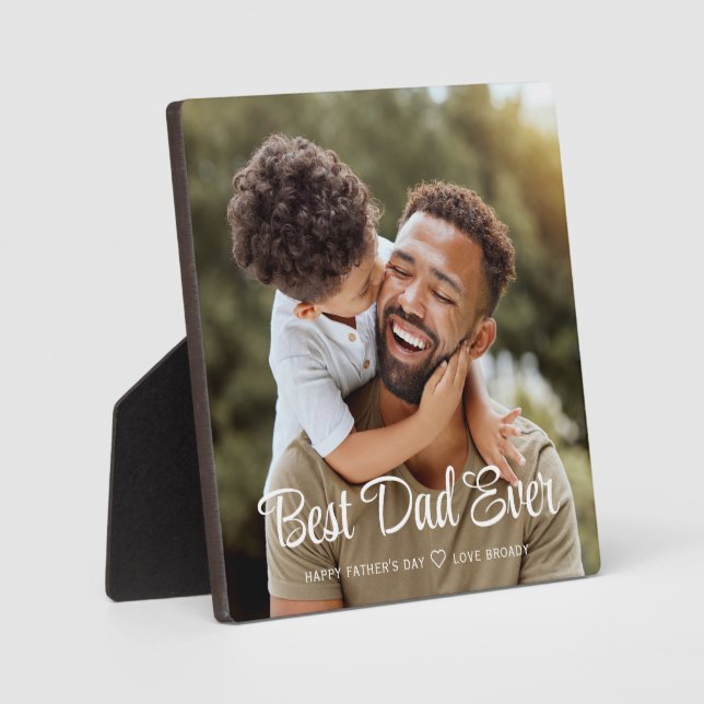 Best Dad Ever Custom Photo Plaque (Front)
