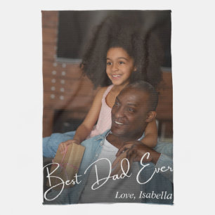 Best Dad Ever Custom Photo Tea Towel