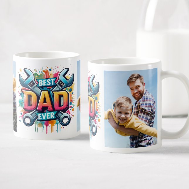 Best Dad Ever Custom Photos Handyman Coffee Mug (Creator Uploaded)