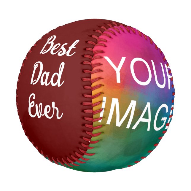 Best Dad Ever Custom Template Upload Image Photo Baseball (Angled)