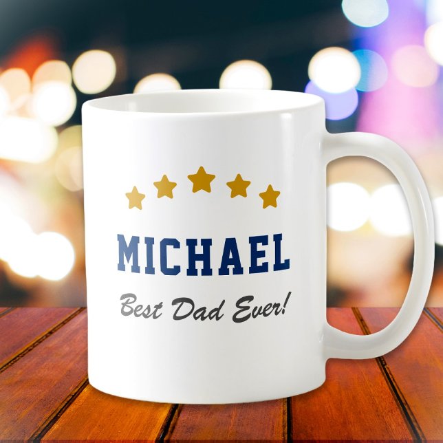 Best Dad Ever Custom Text Gold Stars Coffee Mug (Creator Uploaded)