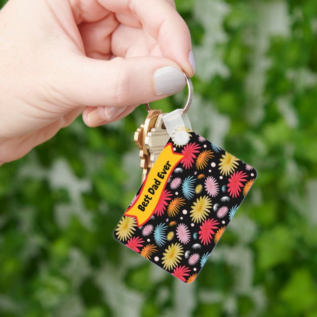 Best Dad Ever Custom Typography Gift for Dad  Key Ring (Hand)
