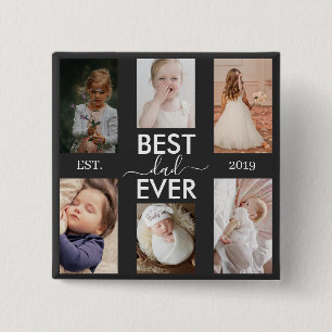 Best Dad Ever Customizable year and images 15 Cm Square Badge