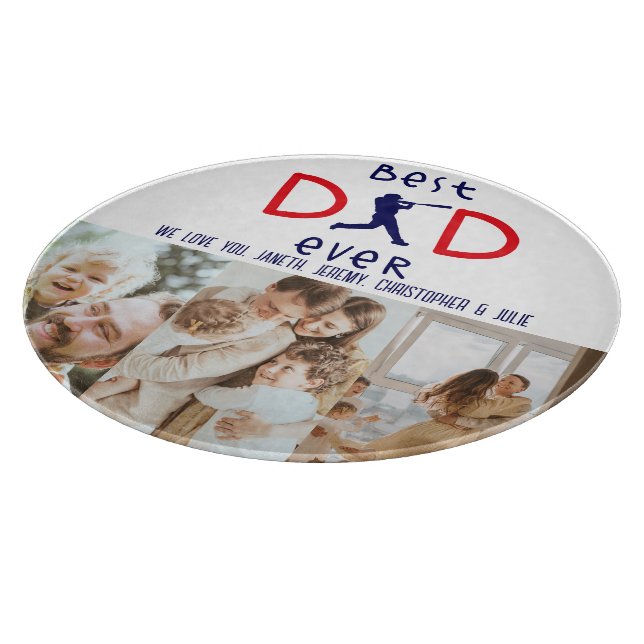 Best Dad Ever Cute Baseball Keepsake Fathers Day Cutting Board (Corner)