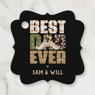 Best Dad Ever Cute Checkered Pattern Favour Tags
