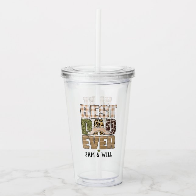 Best Dad Ever | Cute | Chequered Pattern Acrylic Tumbler (Front)