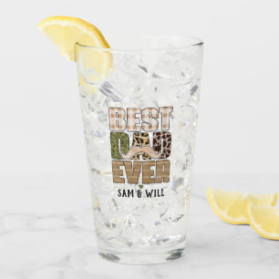 Best Dad Ever Cute Chequered Pattern Glass